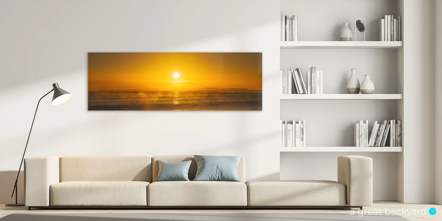 Papamoa sunrise print on home wall | a great backyard New Zealand