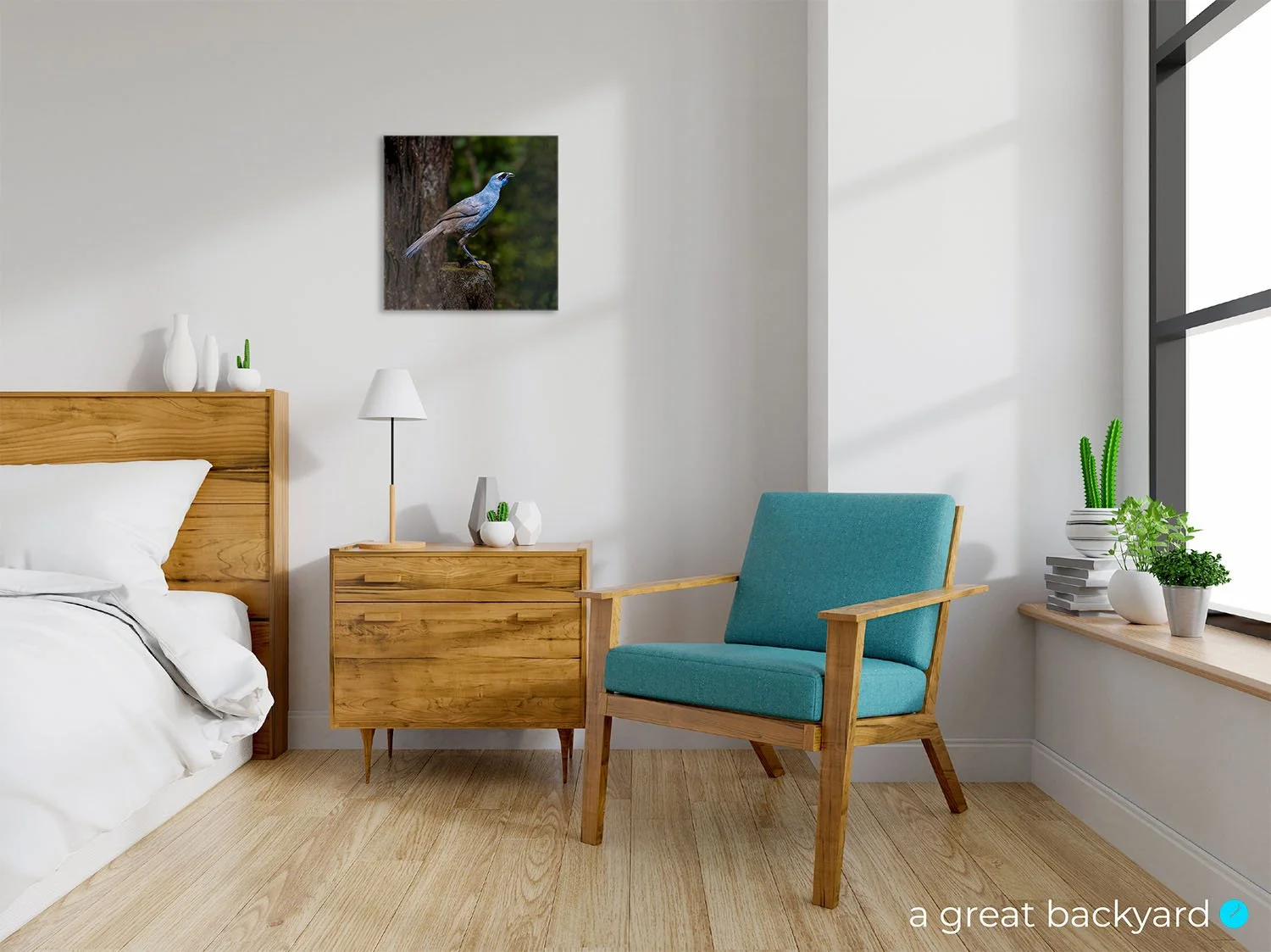 Kokako print on bedroom wall | Proudly hand-crafted by a great backyard New Zealand