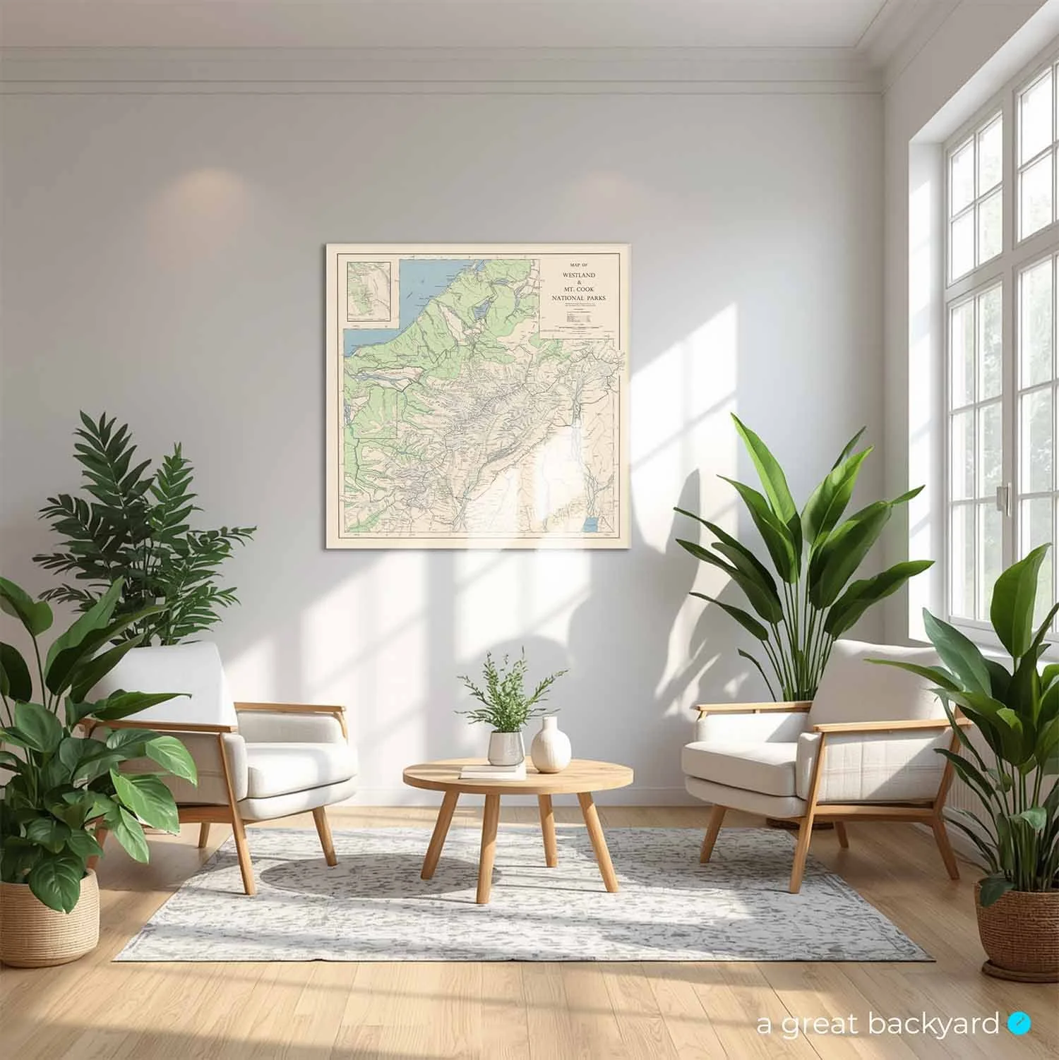 Vintage map of Westland on home wall | a great backyard New Zealand