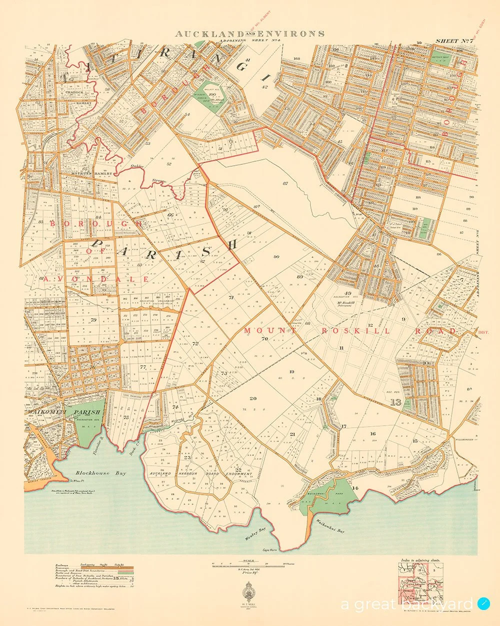Historical Mt Roskill map (1927) | a great backyard vintage Auckland maps made in NZ