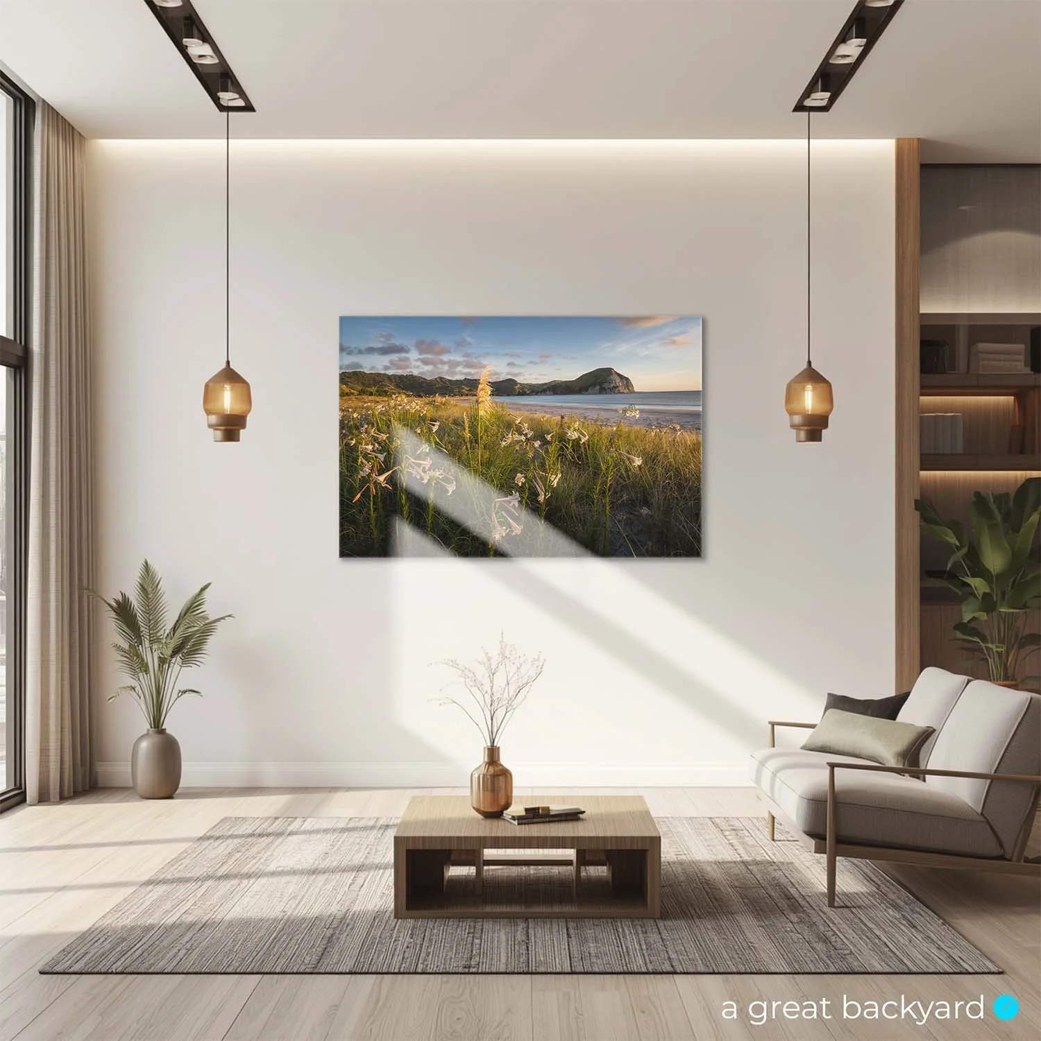Mahia Beach print on interior wall | a great backyard New Zealand photography