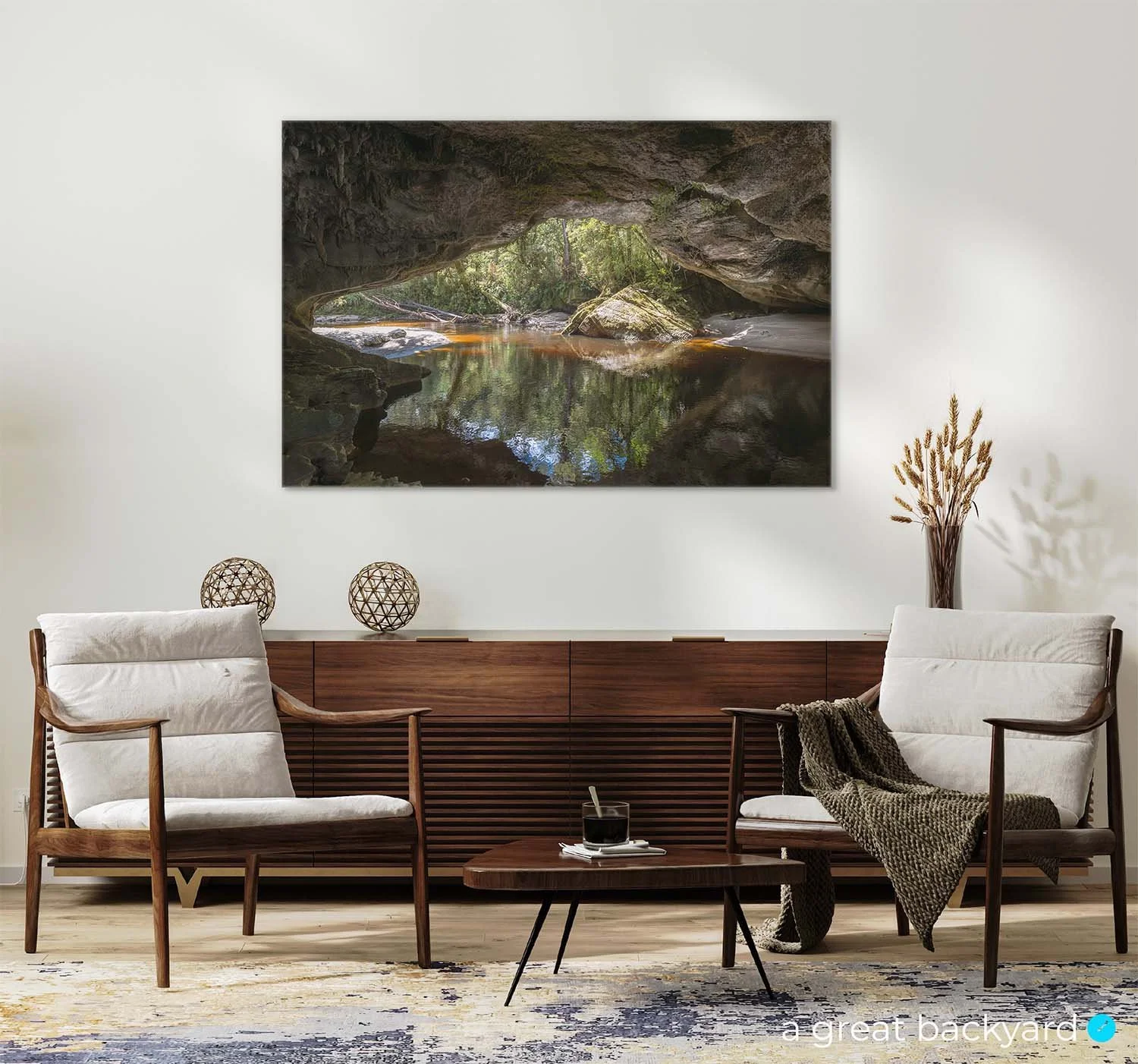 Moria Arch print hanging on modern home wall | a great backyard print & design