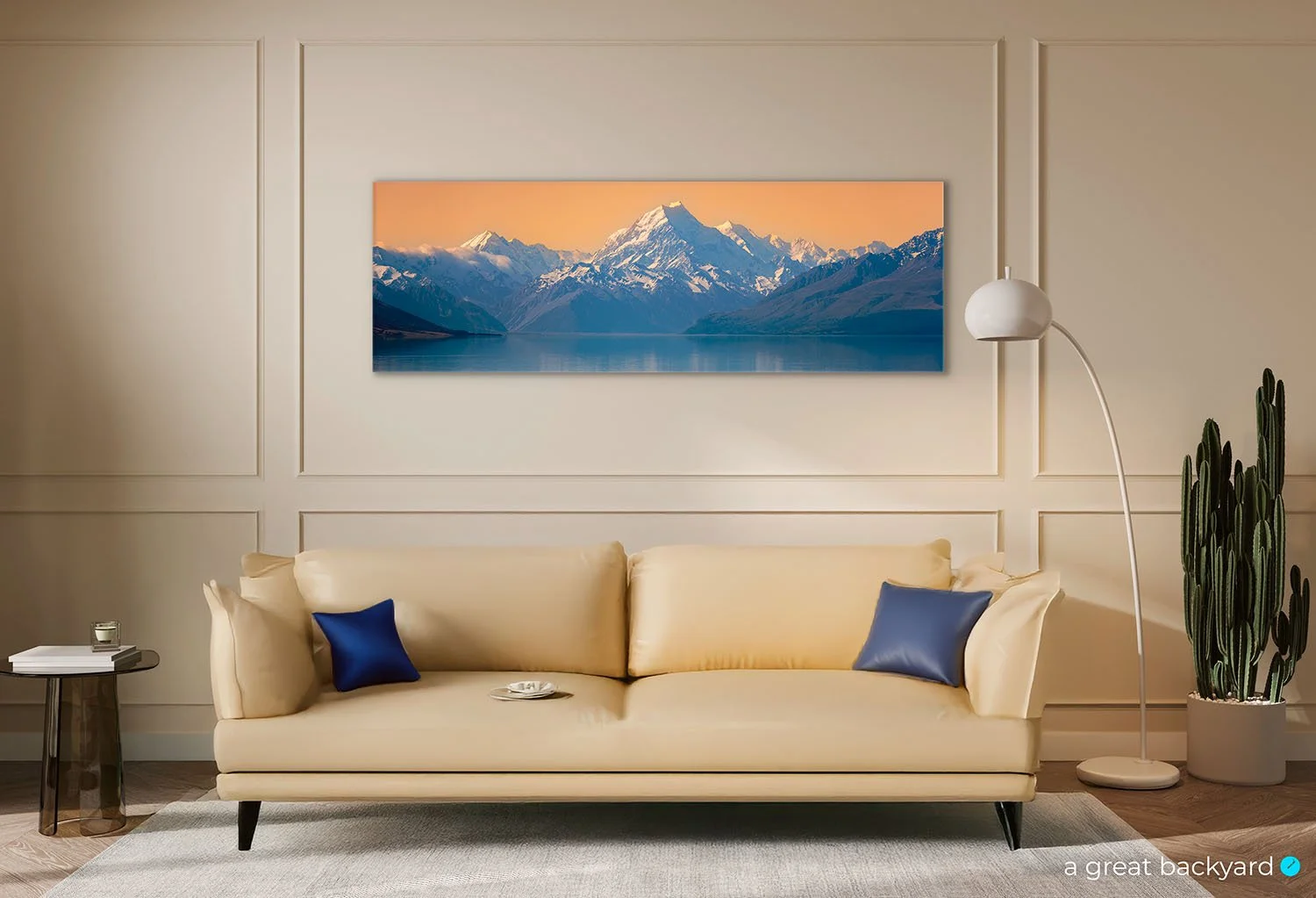 Aoraki Mt Cook print on interior wall | a great backyard NZ landscape prints