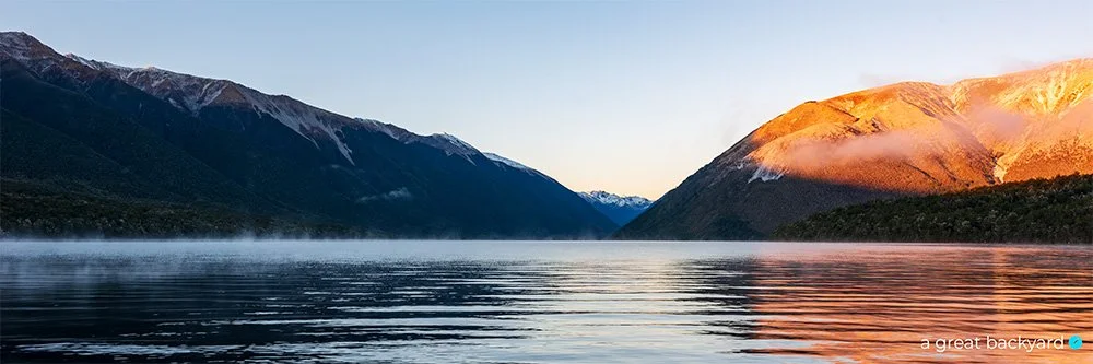 Nelson Lakes dawn panorama by Corin Walker Bain | a great backyard New Zealand photography