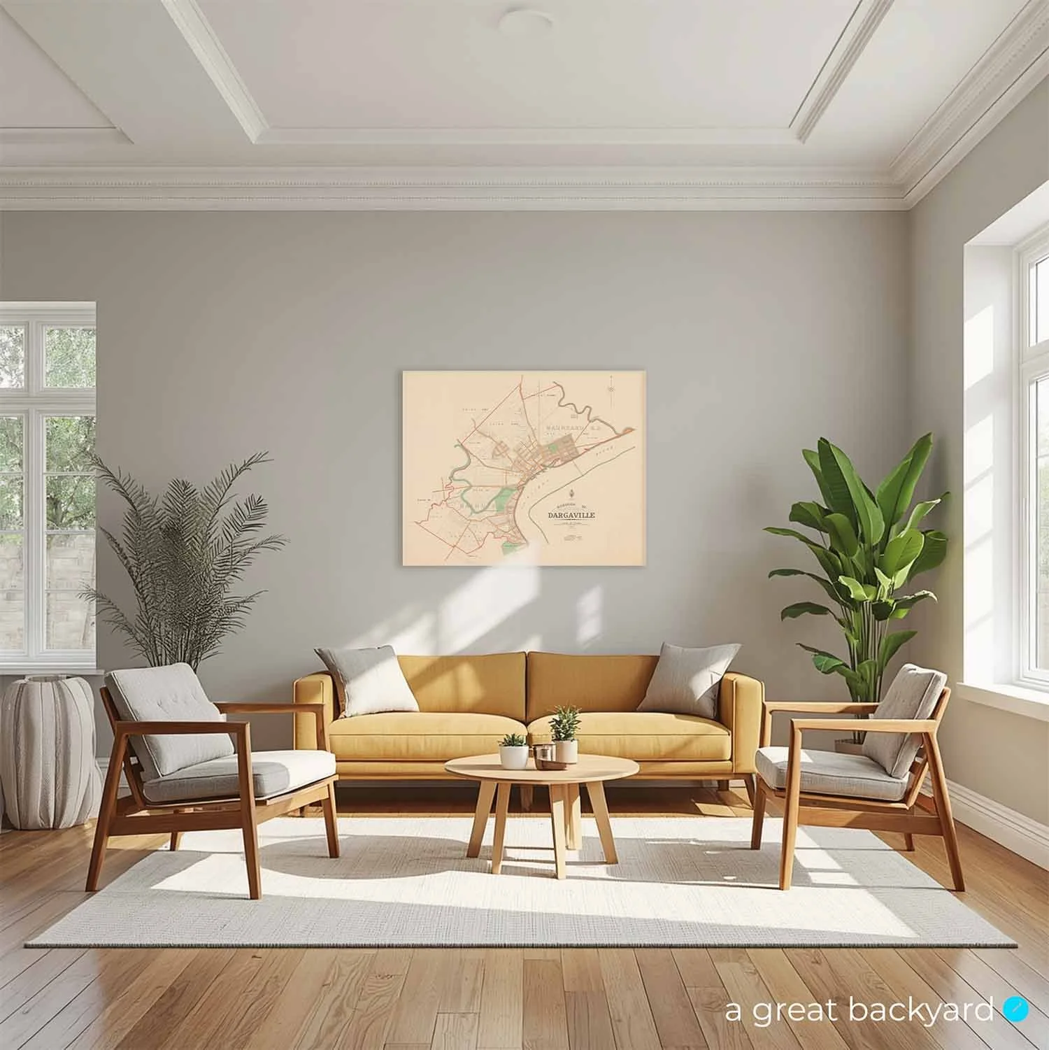 Vintage 1927 map of Dargaville on interior wall | a great backyard historic maps