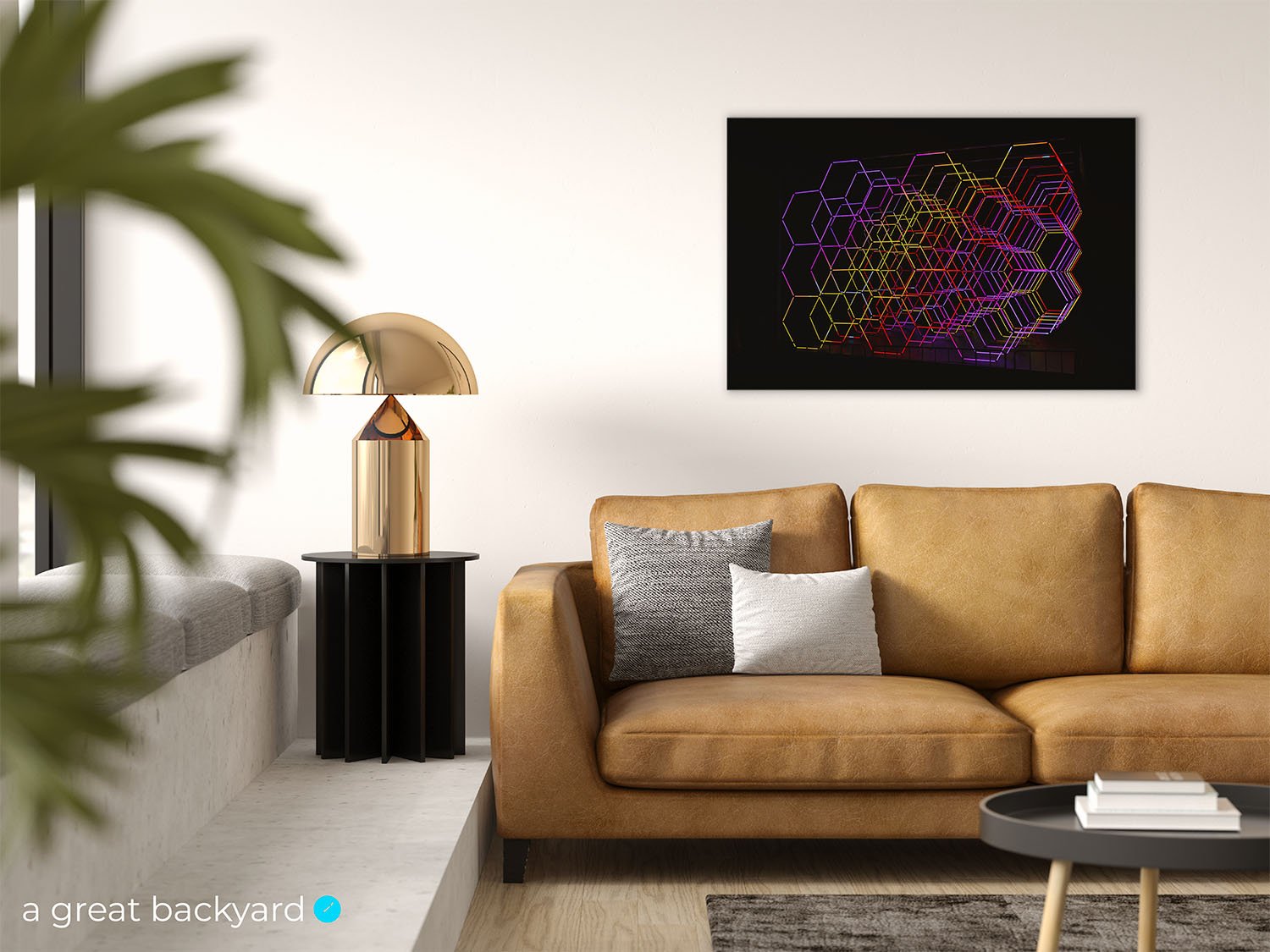 Geometric grid print on home wall | a great backyard New Zealand