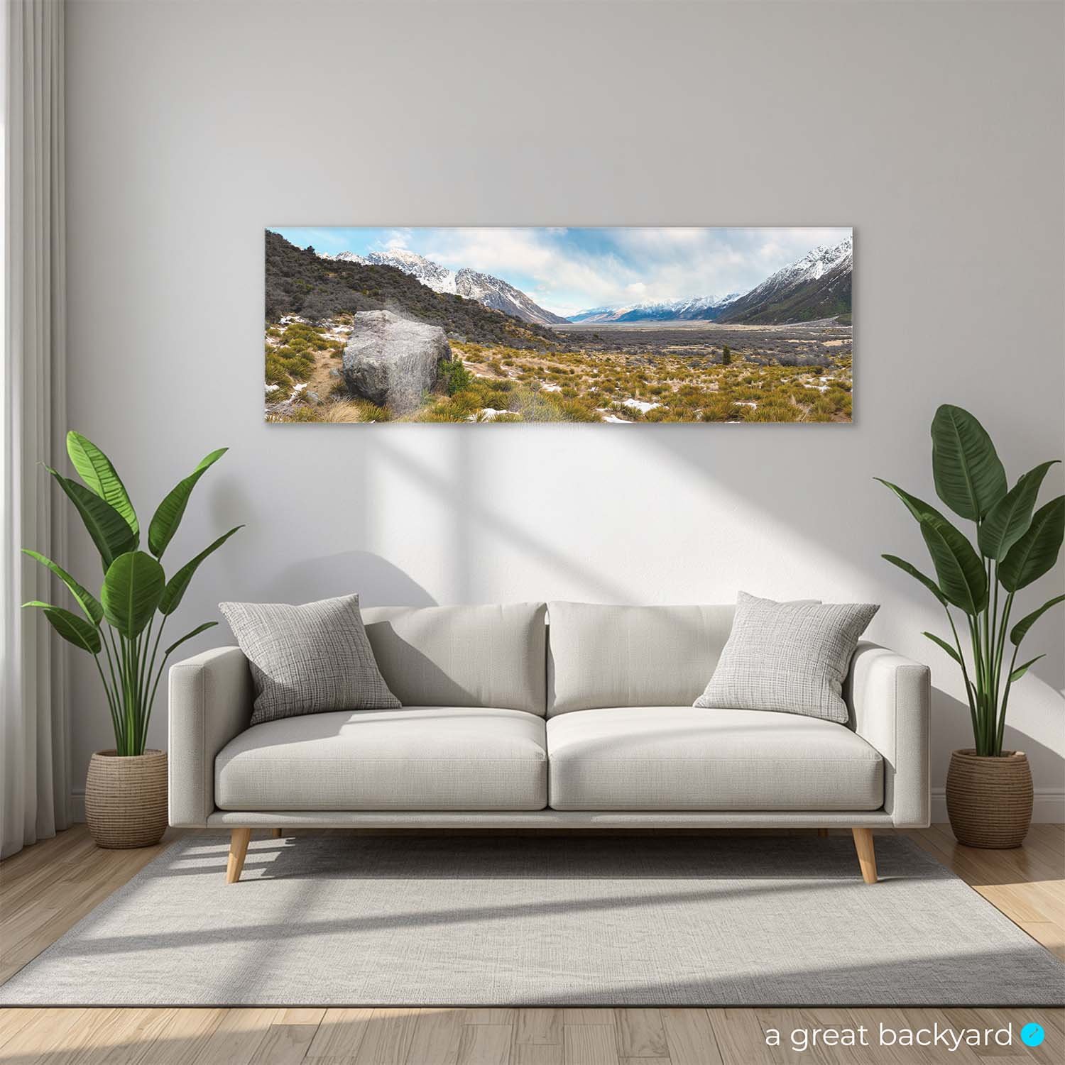 Tasman Valley Mt Cook panorama on home wall | a great backyard NZ landscape prints