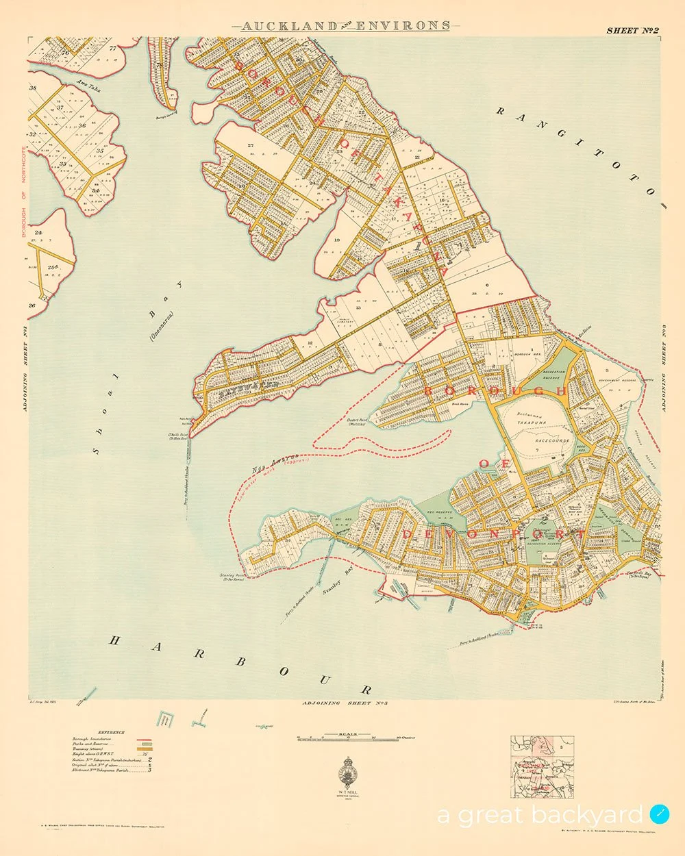 Historical Devonport map (1925) | a great backyard vintage Auckland maps made in NZ