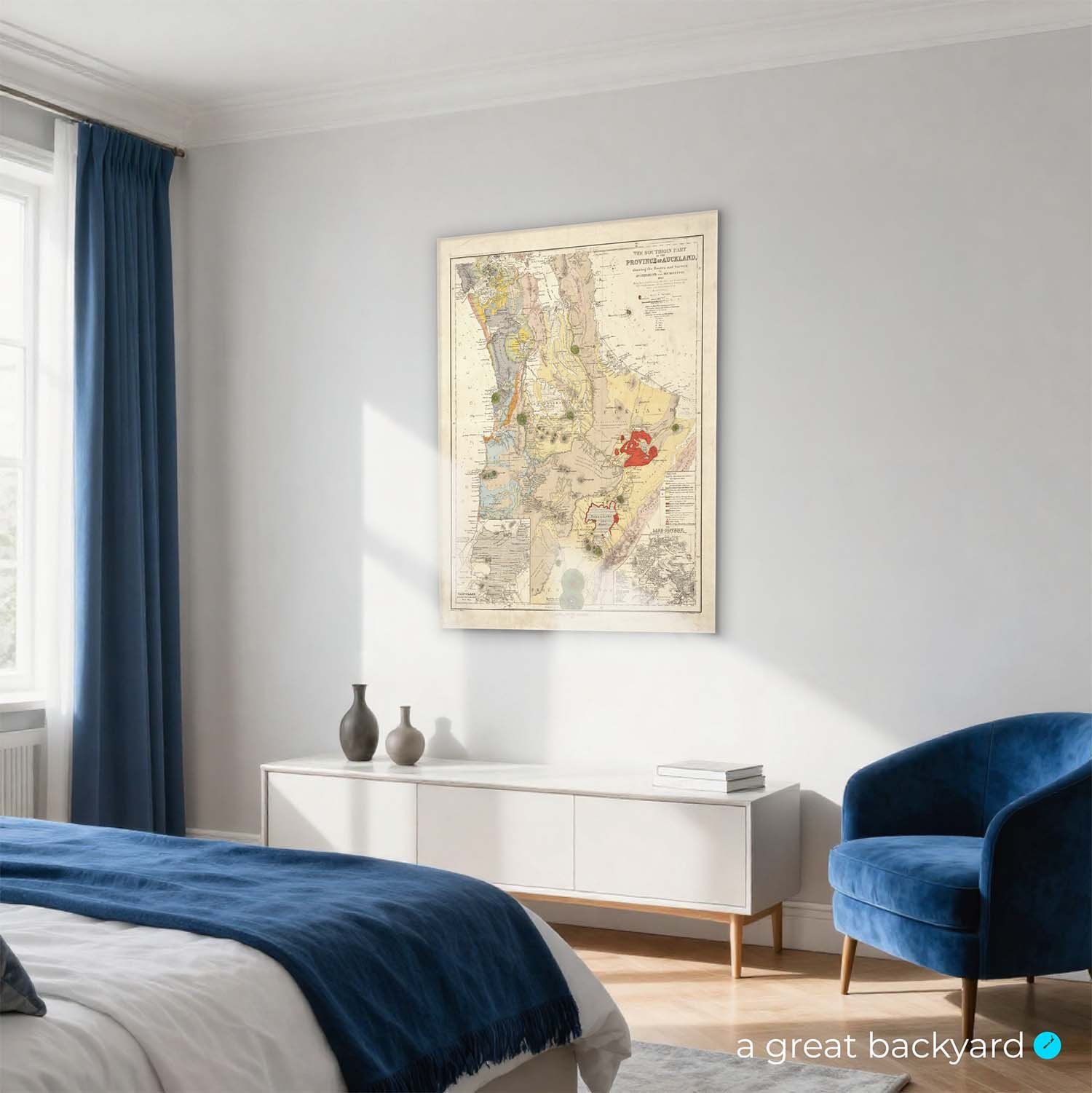 Province of Auckland map (1859) on interior wall | a great backyard vintage maps