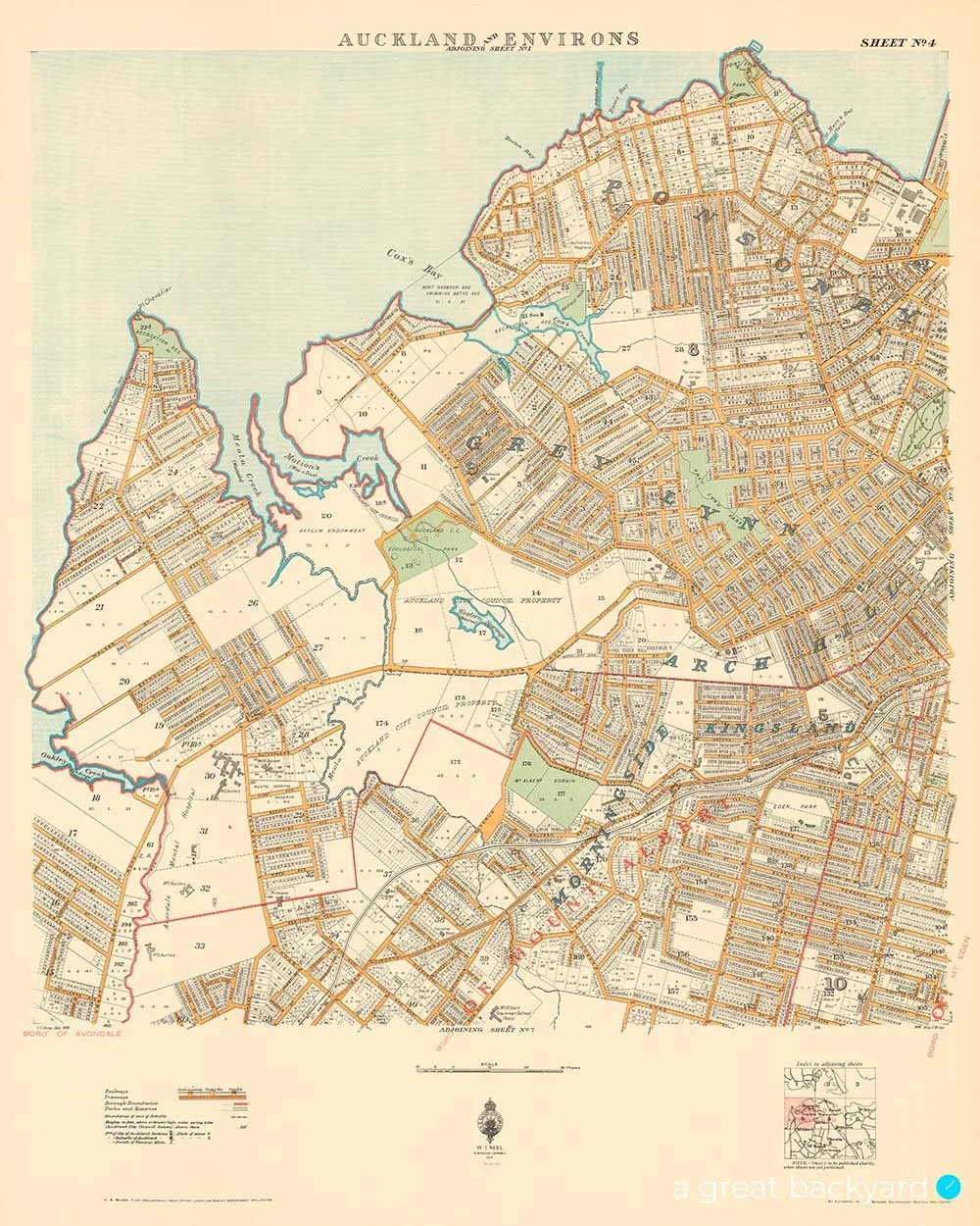 Historical Auckland map (1924) | a great backyard vintage maps made in NZ