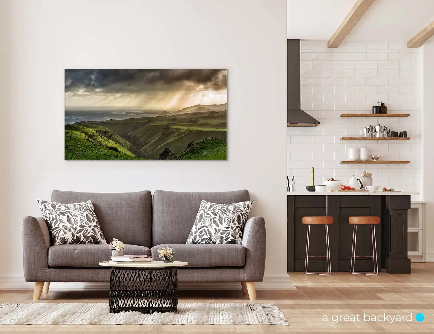 Awhitu Peninsula print on kitchen wall | a great backyard fine art prints