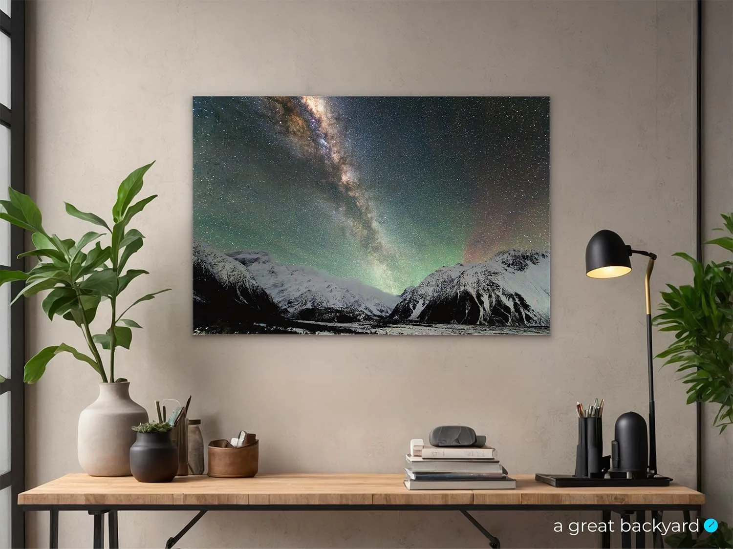 Mt Cook Milky Way print on office wall | a great backyard fine art photography