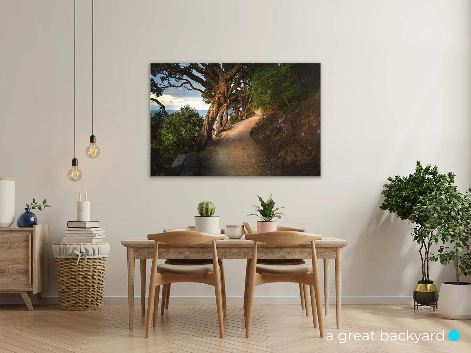 Mt Maunganui path print on interior wall | a great backyard landscape prints