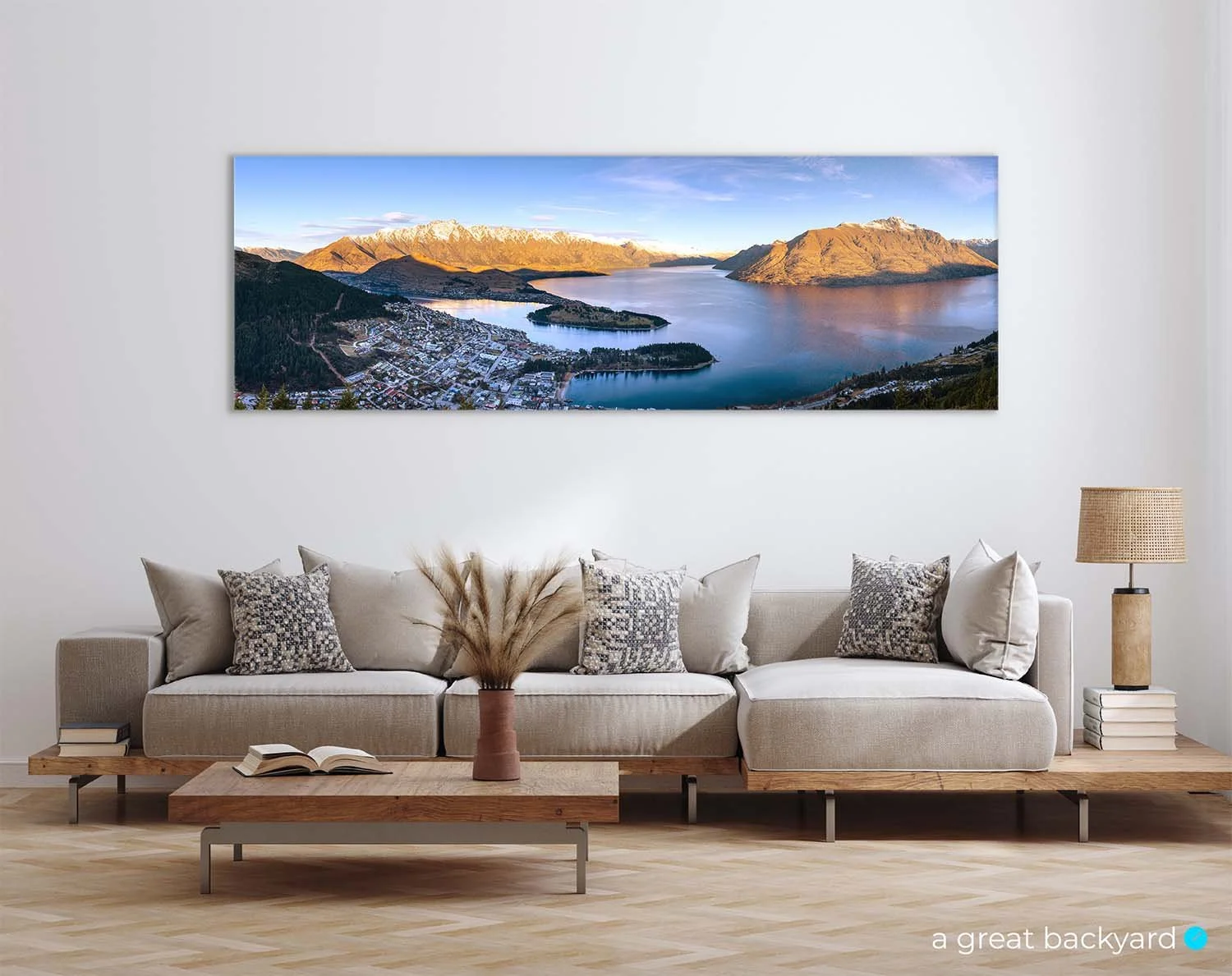 Queenstown panorama print on lounge wall | a great backyard acrylic prints