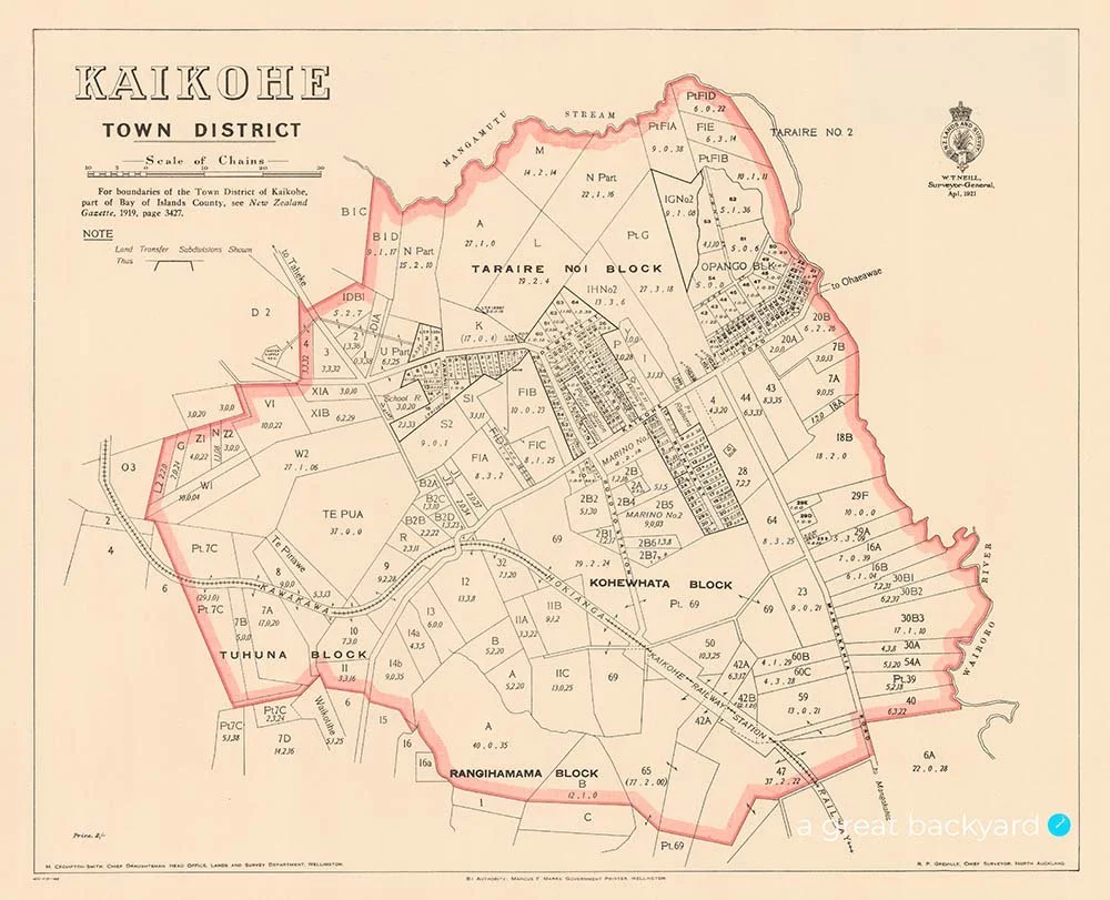 Kaikohe vintage map (1921), New Zealand | a great backyard map prints
