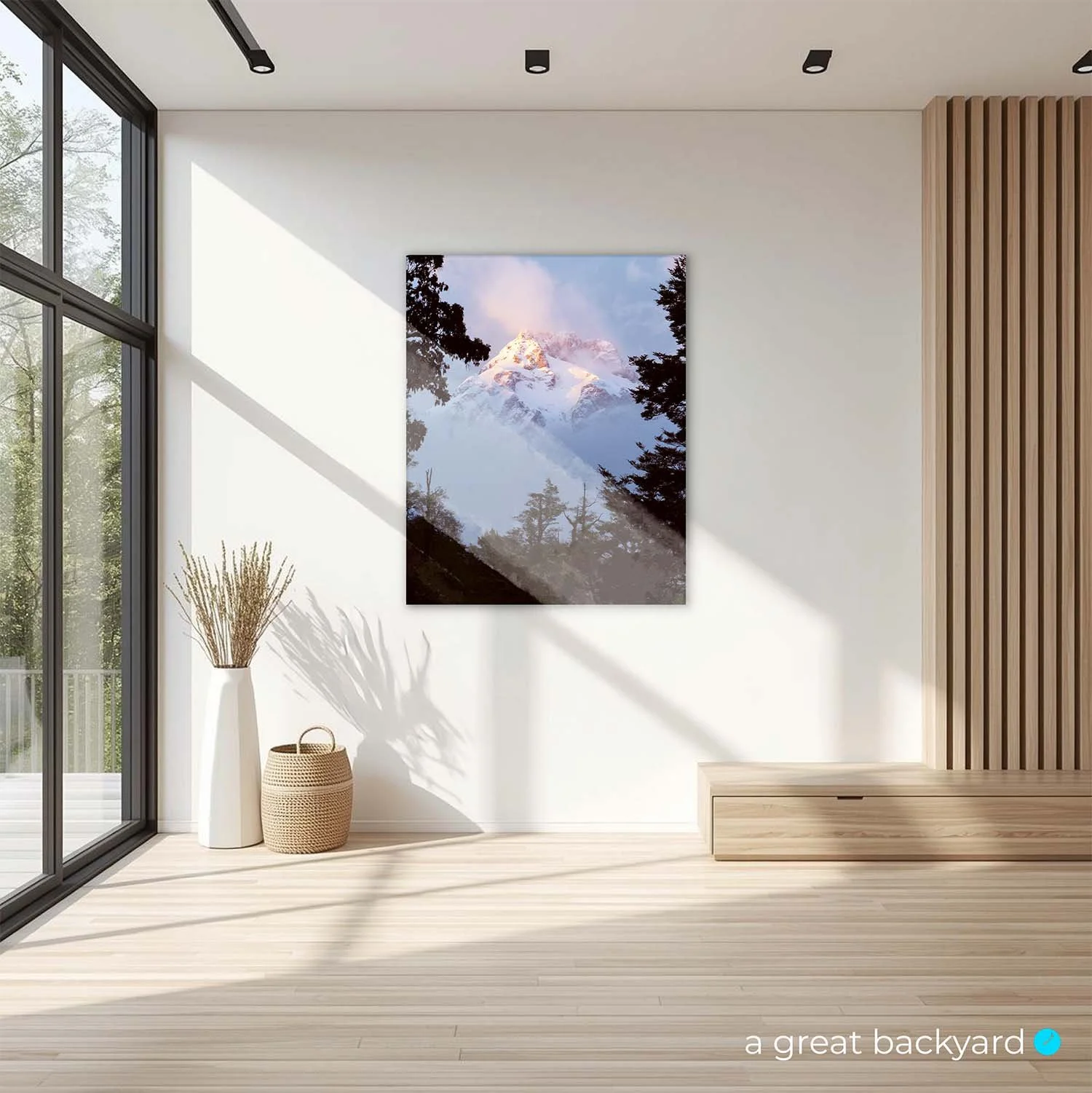 Mt Madeline print on interior wall | a great backyard New Zealand