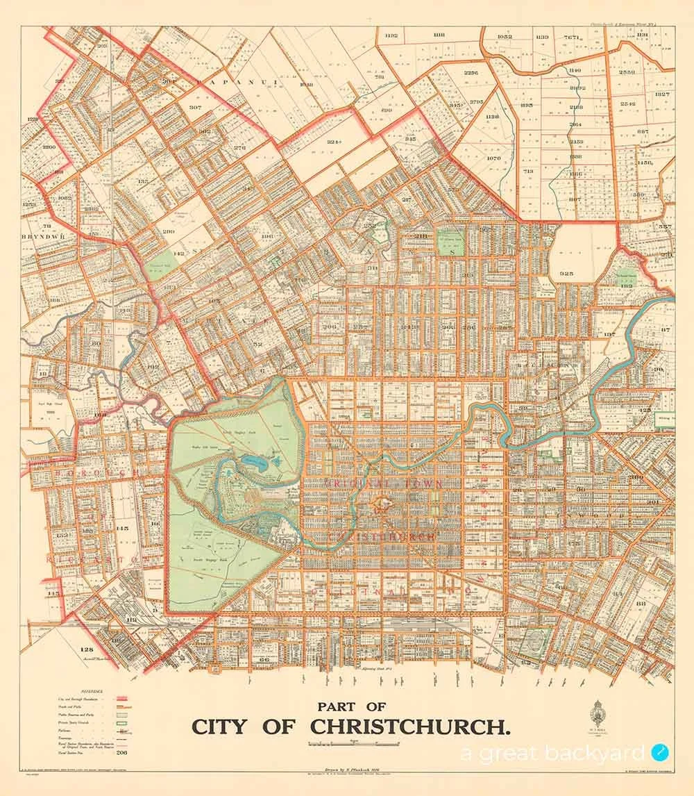 Vintage Christchurch Map (1926) | a great backyard Statement Wall Art