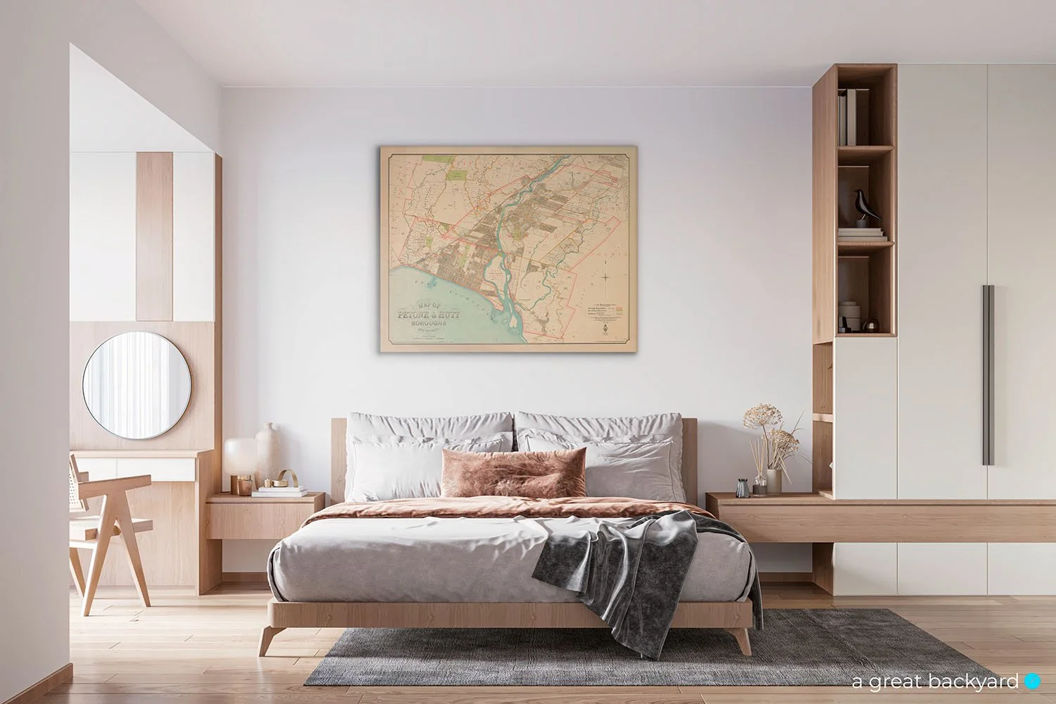 Petone-Hutt 1922 map on home wall | Handcrafted prints by a great backyard