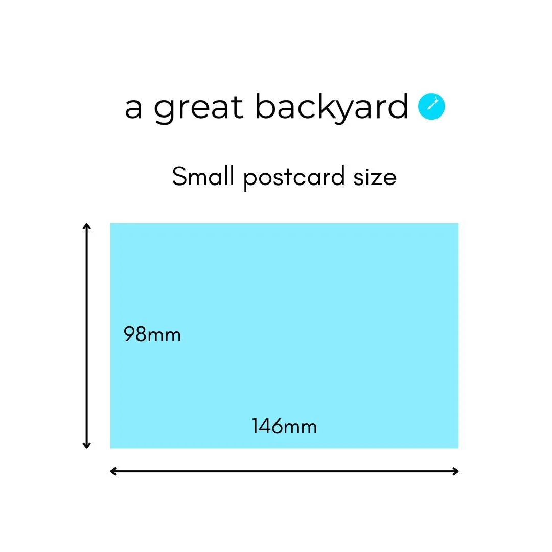 Small postcard size by a great backyard New Zealand