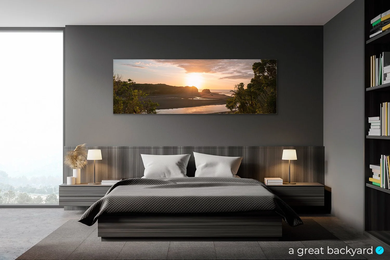 Tongaporutu panorama on bedroom wall | a great backyard Acrylic prints NZ