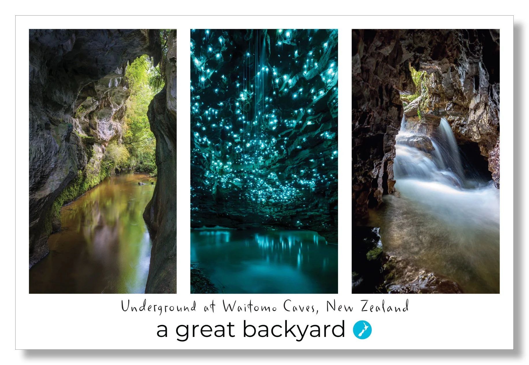Underground at Waitomo Postcard by Corin Walker Bain | a great backyard photography NZ