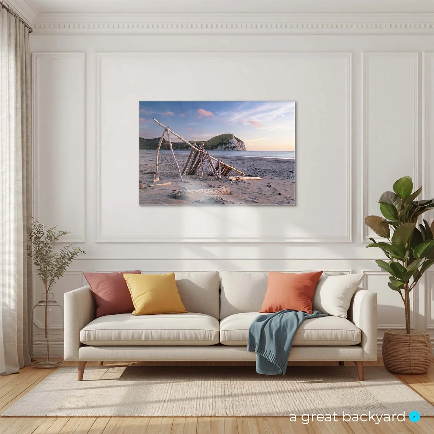 Mahia Beach Dusk print on home wall | a great backyard New Zealand