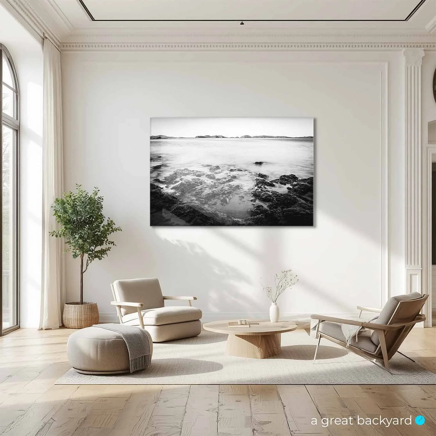 Bay of Islands black and white print on home wall | a great backyard acrylic prints