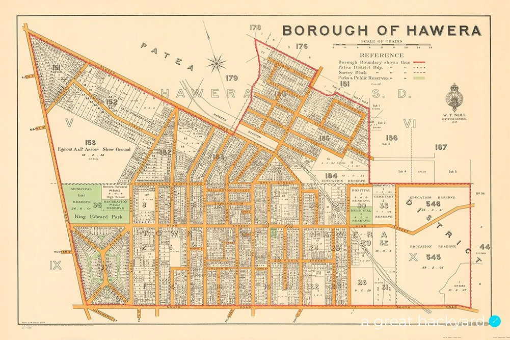 Vintage Hawera 1927 Map | a great backyard historical maps made in NZ