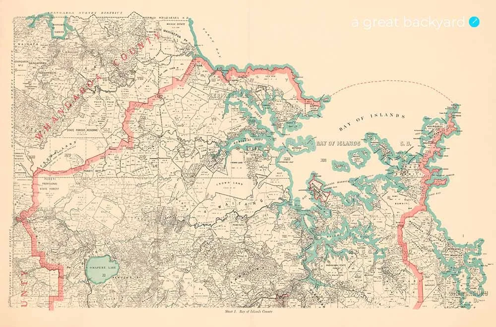 Bay of Islands map, New Zealand | a great backyard historic maps