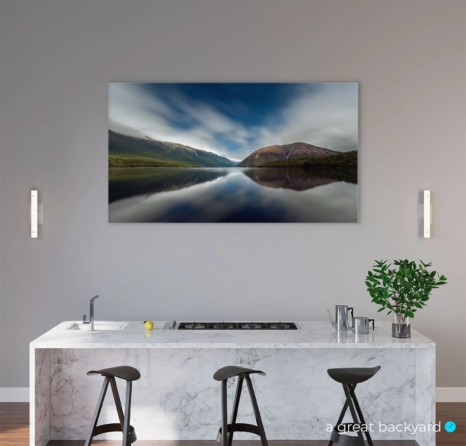 Nelson Lakes print on home wall | a great backyard proudly made in New Zealand