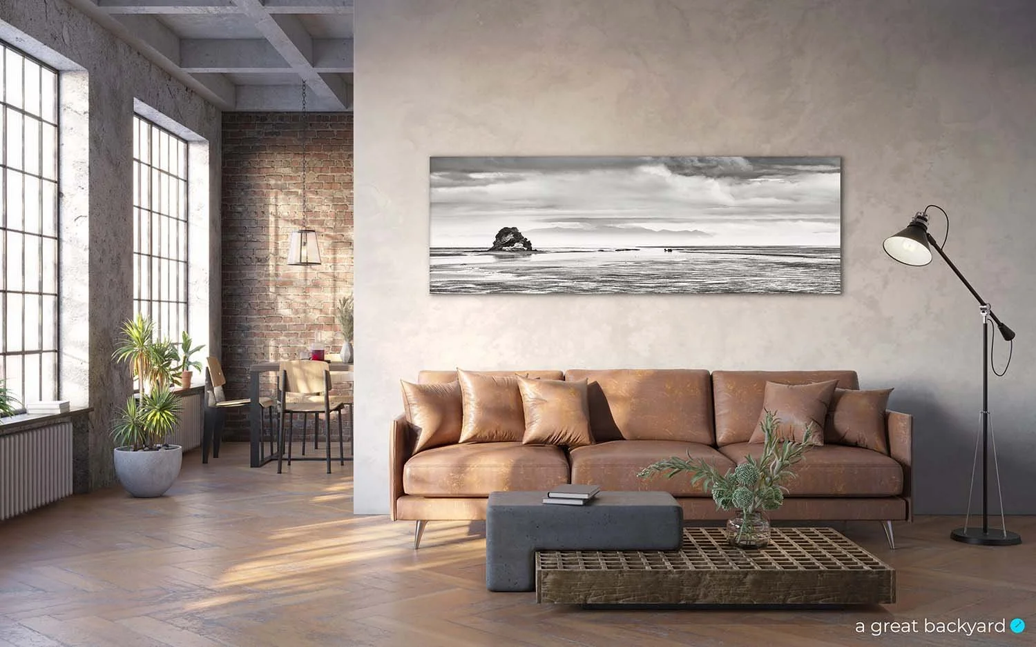 Puponga view panorama print on interior wall | a great backyard New Zealand statement photography