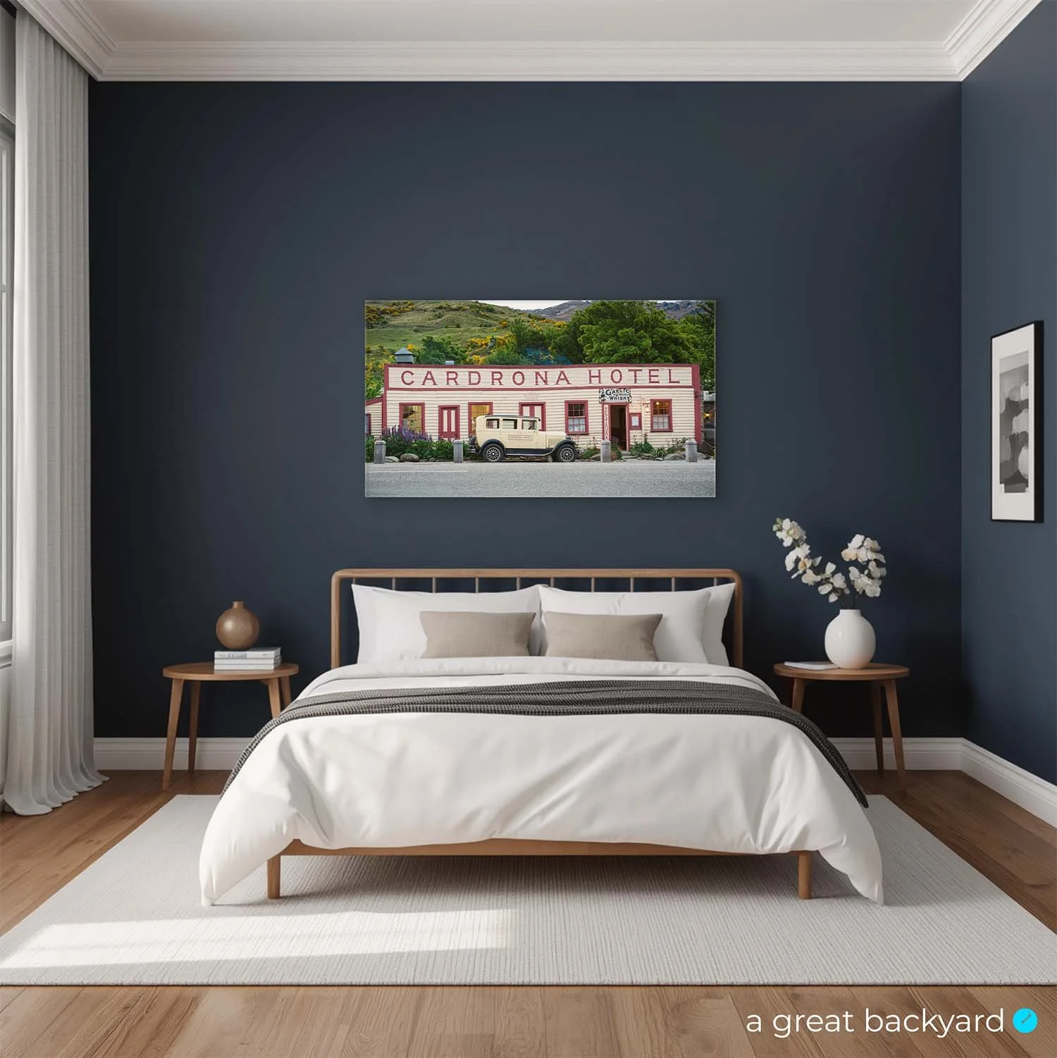 Cardrona Hotel print on bedroom wall | a great backyard landscape prints