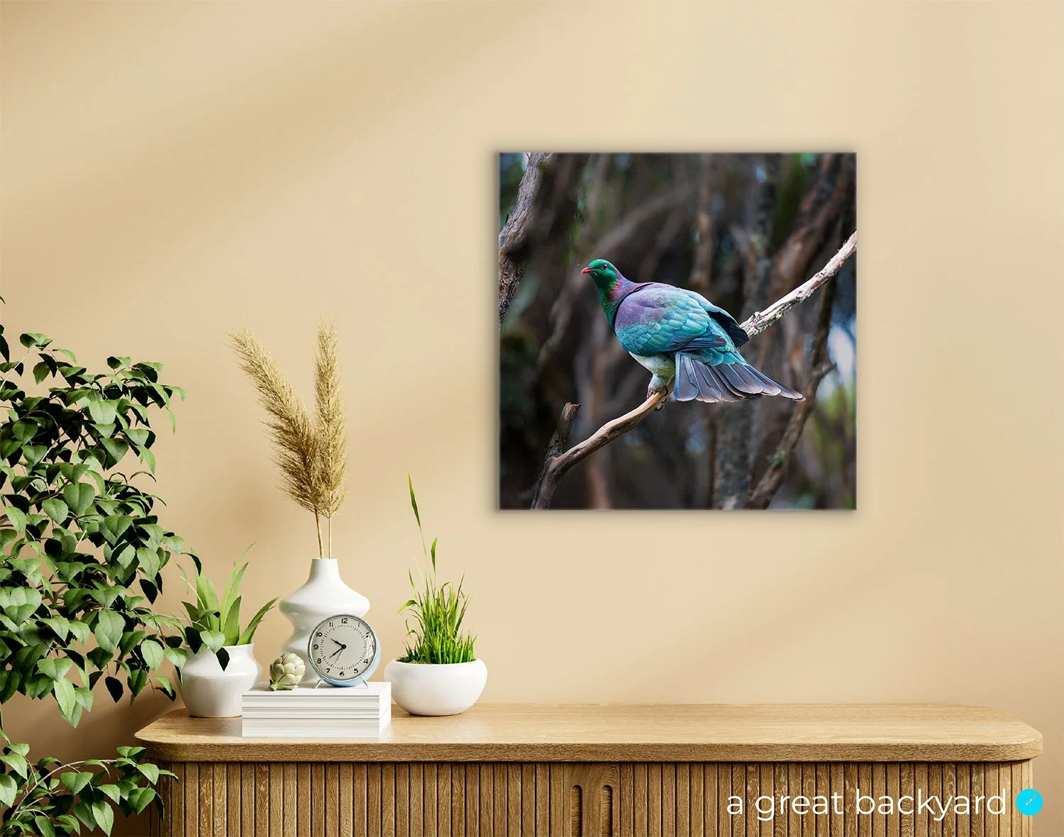 Kererū print on home wall | a great backyard print & photography