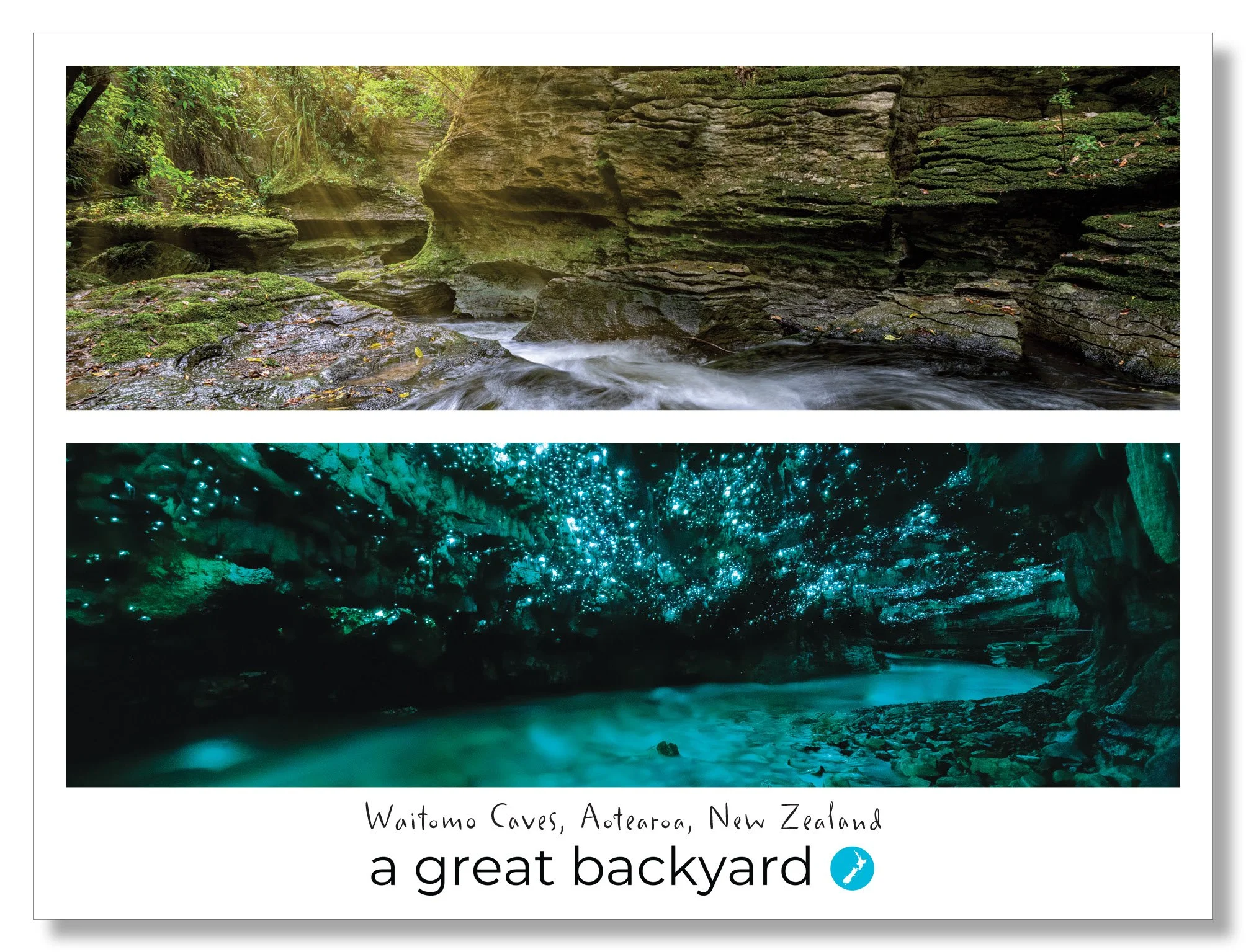 Waitomo Caves Diptych Postcard by Corin Walker Bain | a great backyard photography NZ