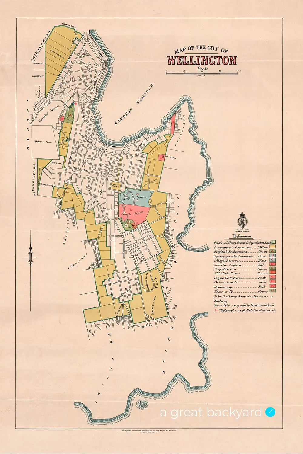 City Of Wellington map (1899) | a great backyard New Zealand print studio