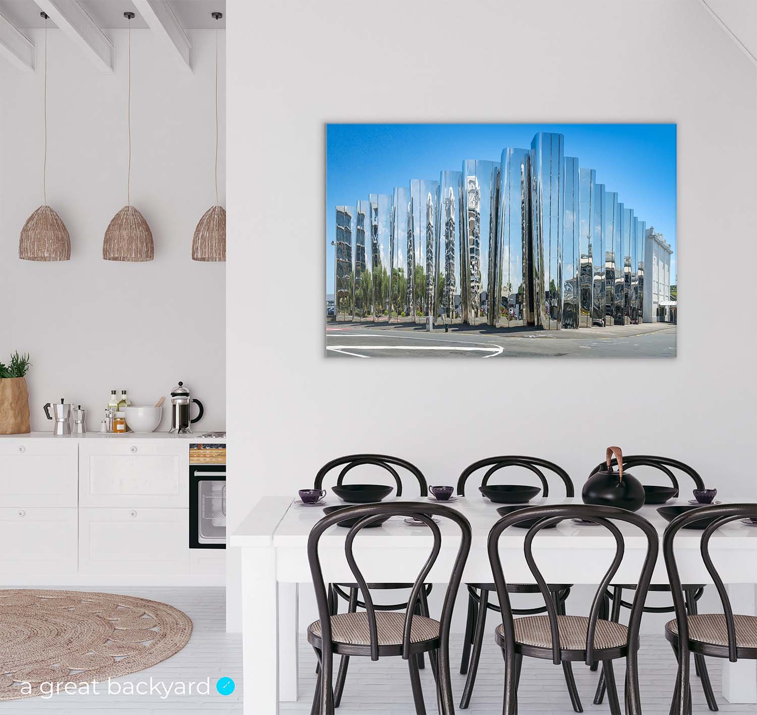 Len Lye Centre print on interior wall | a great backyard New Zealand