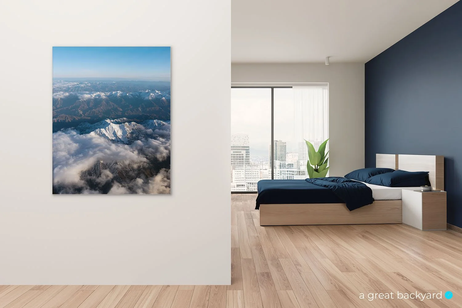 Southern Alps print on home wall | a great backyard landscape prints made in NZ