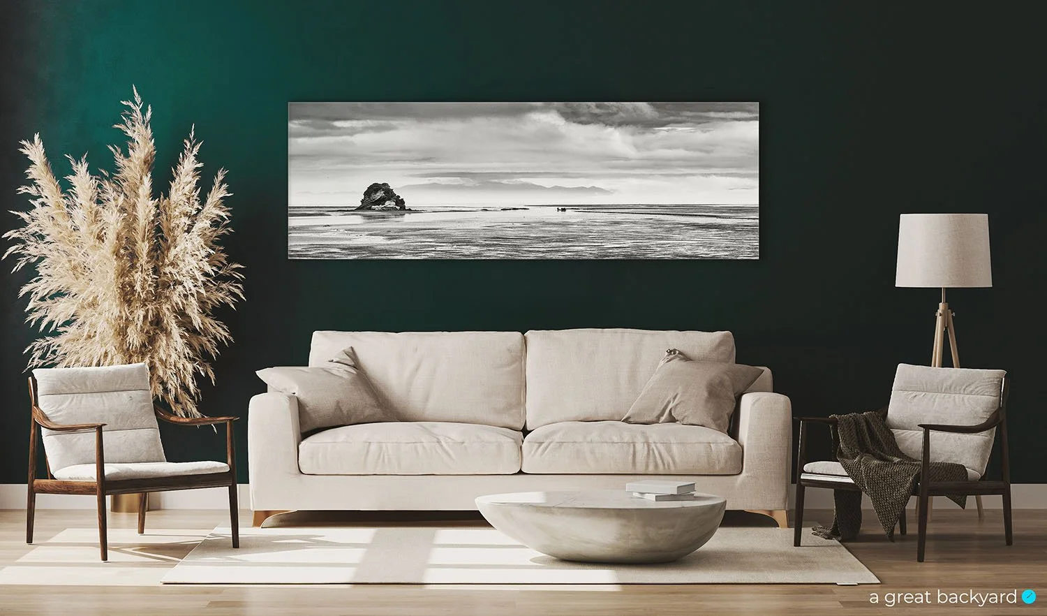 Puponga view panorama print on home wall | a great backyard New Zealand made photography prints