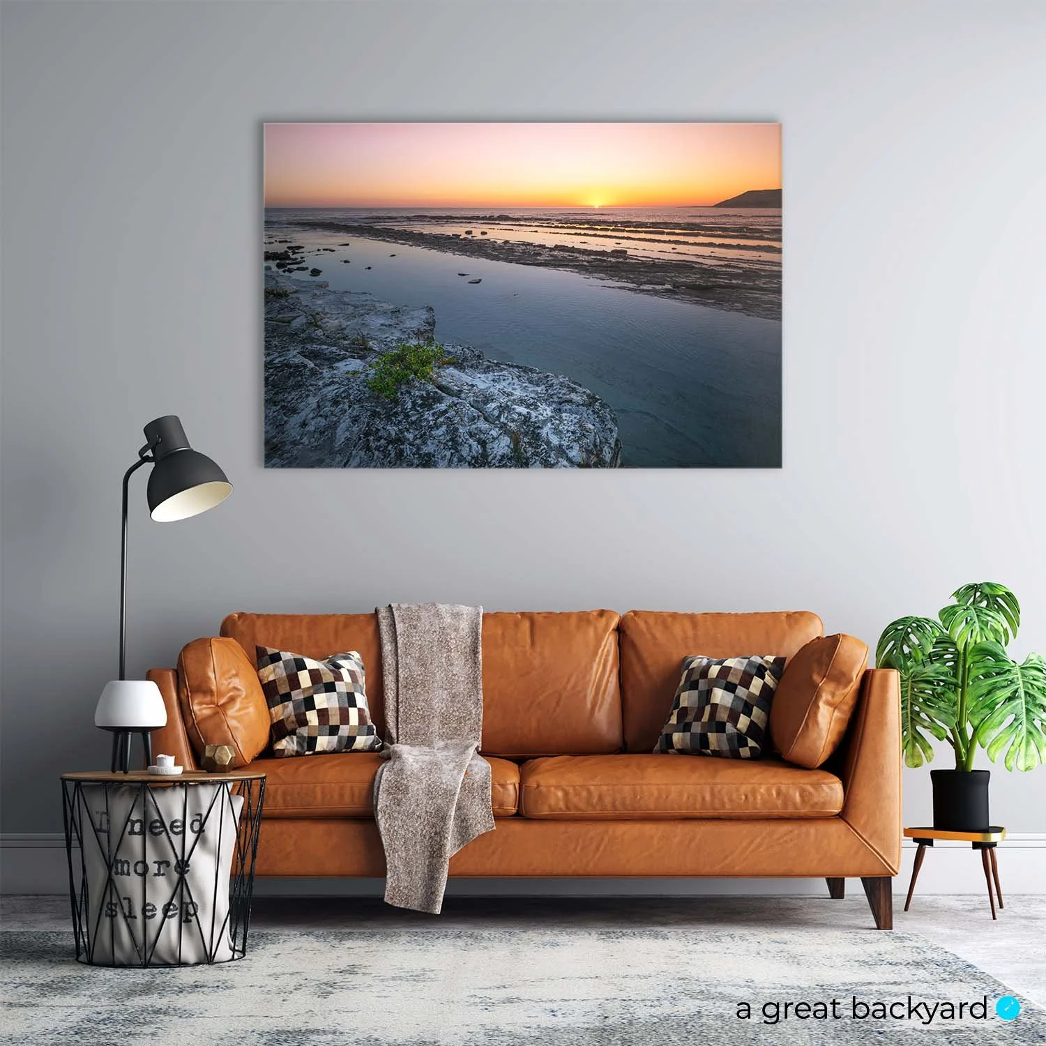 Acrylic print of Mahia sunrise hanging on home wall | a great backyard New Zealand