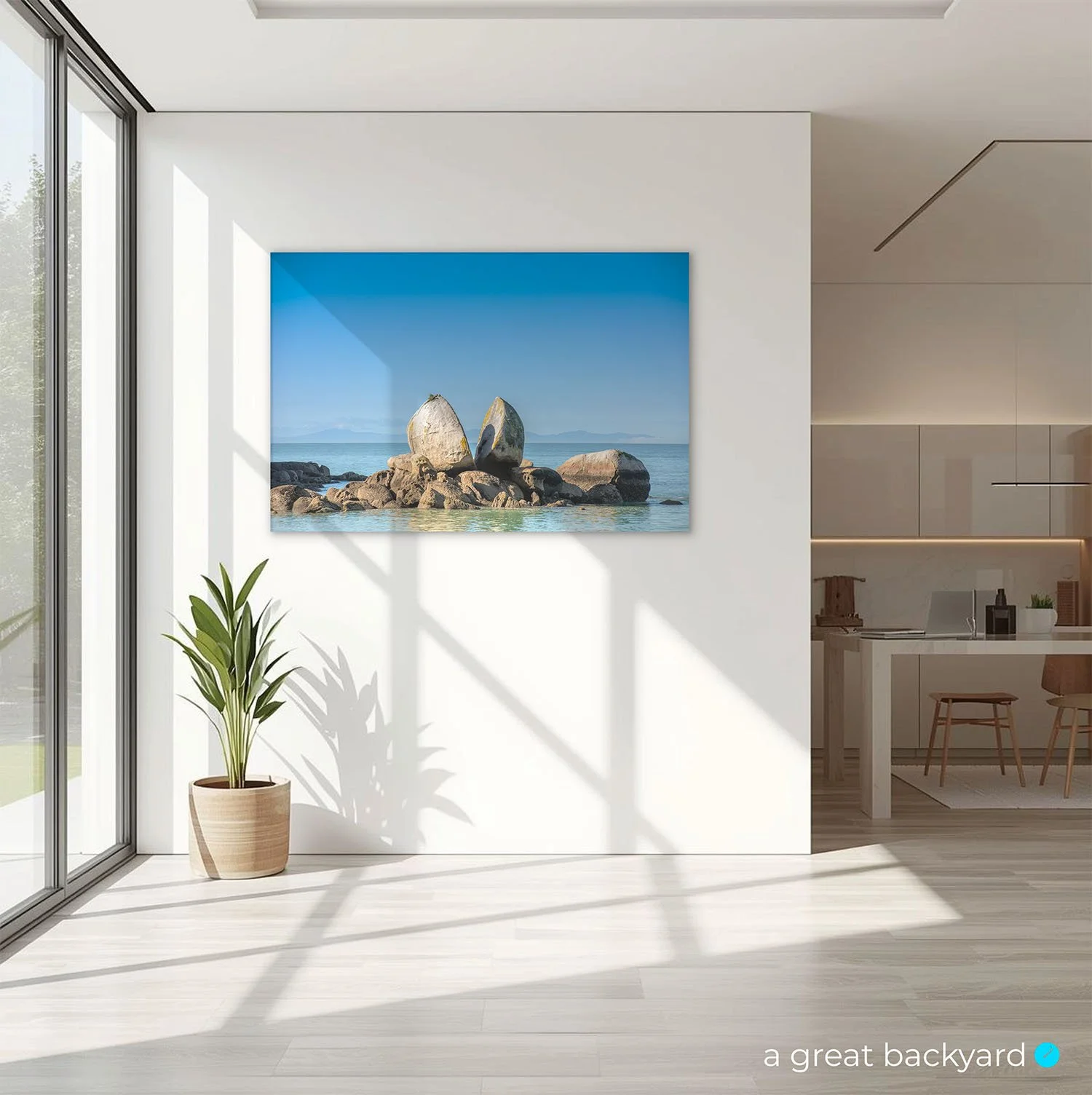 Split Apple Rock print on interior wall | a great backyard New Zealand gallery style prints
