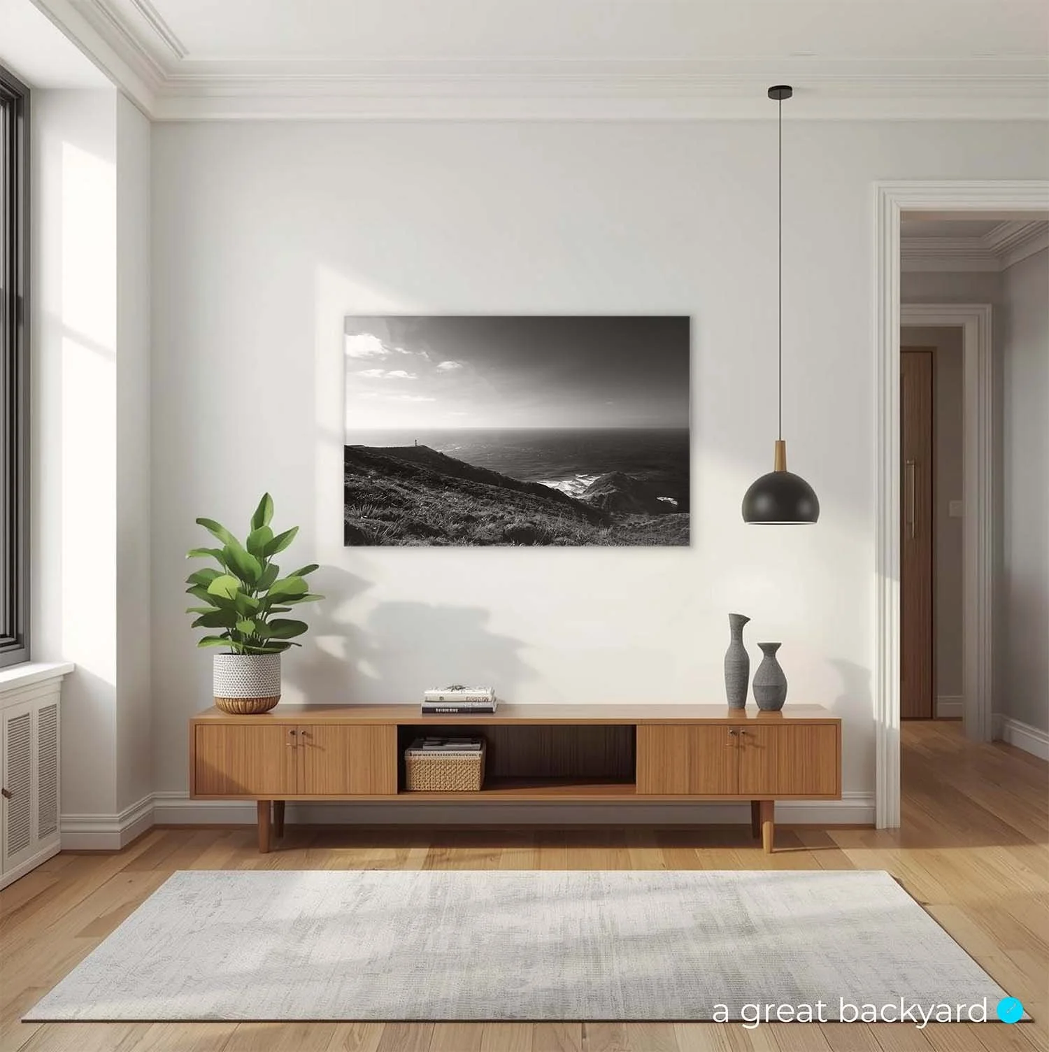 Cape Reinga black and white print on home wall | a great backyard gallery wall art