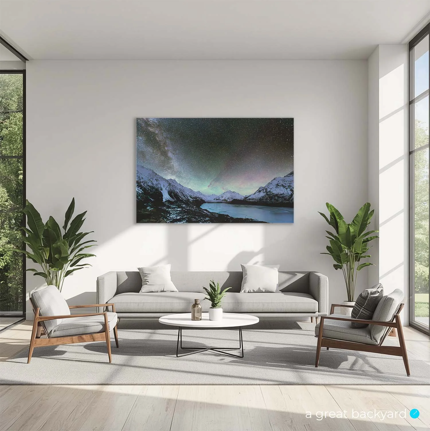 Aurora Australis Aoraki print on home wall | a great backyard prints made in NZ