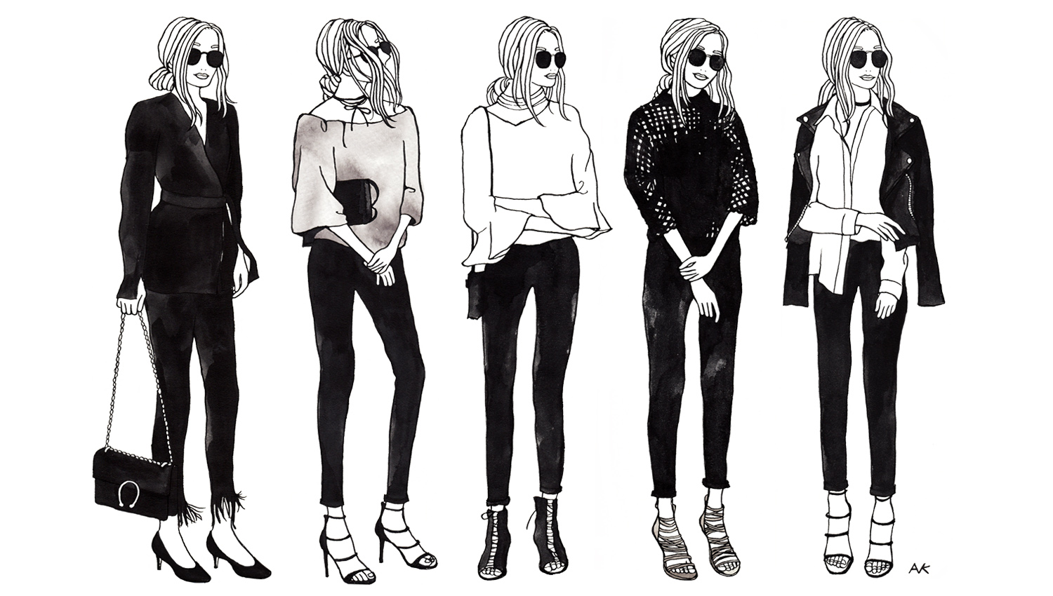 fashion illustration monochrome outfit