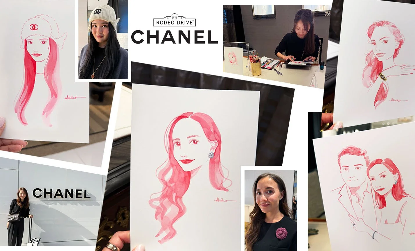 live sketch portraits at Chanel Beverly Hills CA