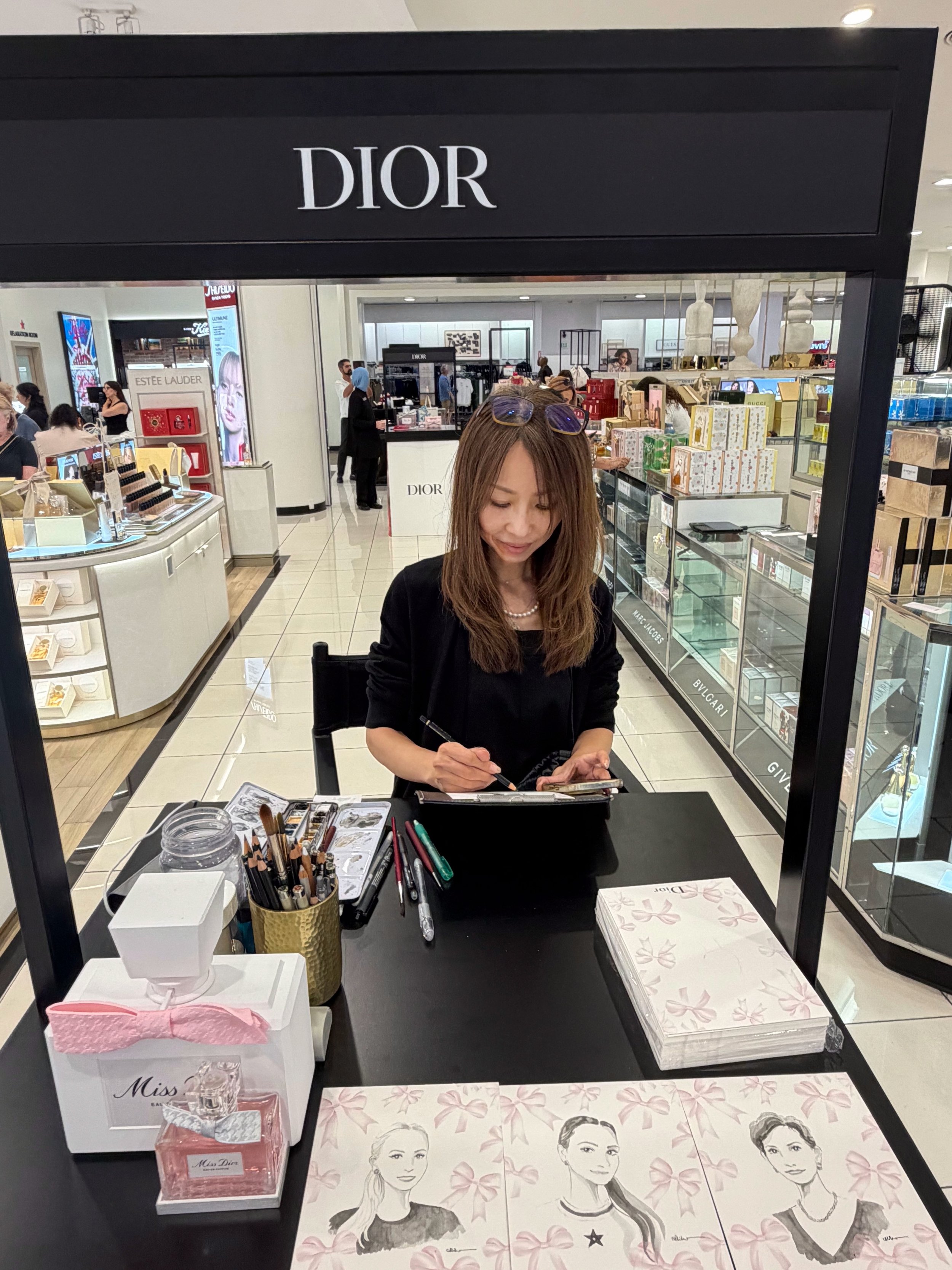 So honored to have worked with @diorbeauty at a few different @macys locations 🎀

I&rsquo;d love to share some of the portraits I created during the events. It&rsquo;s always such a pleasure bringing each guest&rsquo;s look to life through illustrat