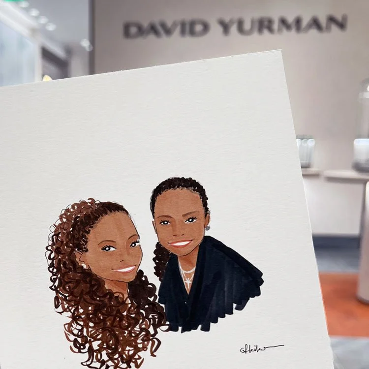 live sketch portrait at David Yuman Los Angeles