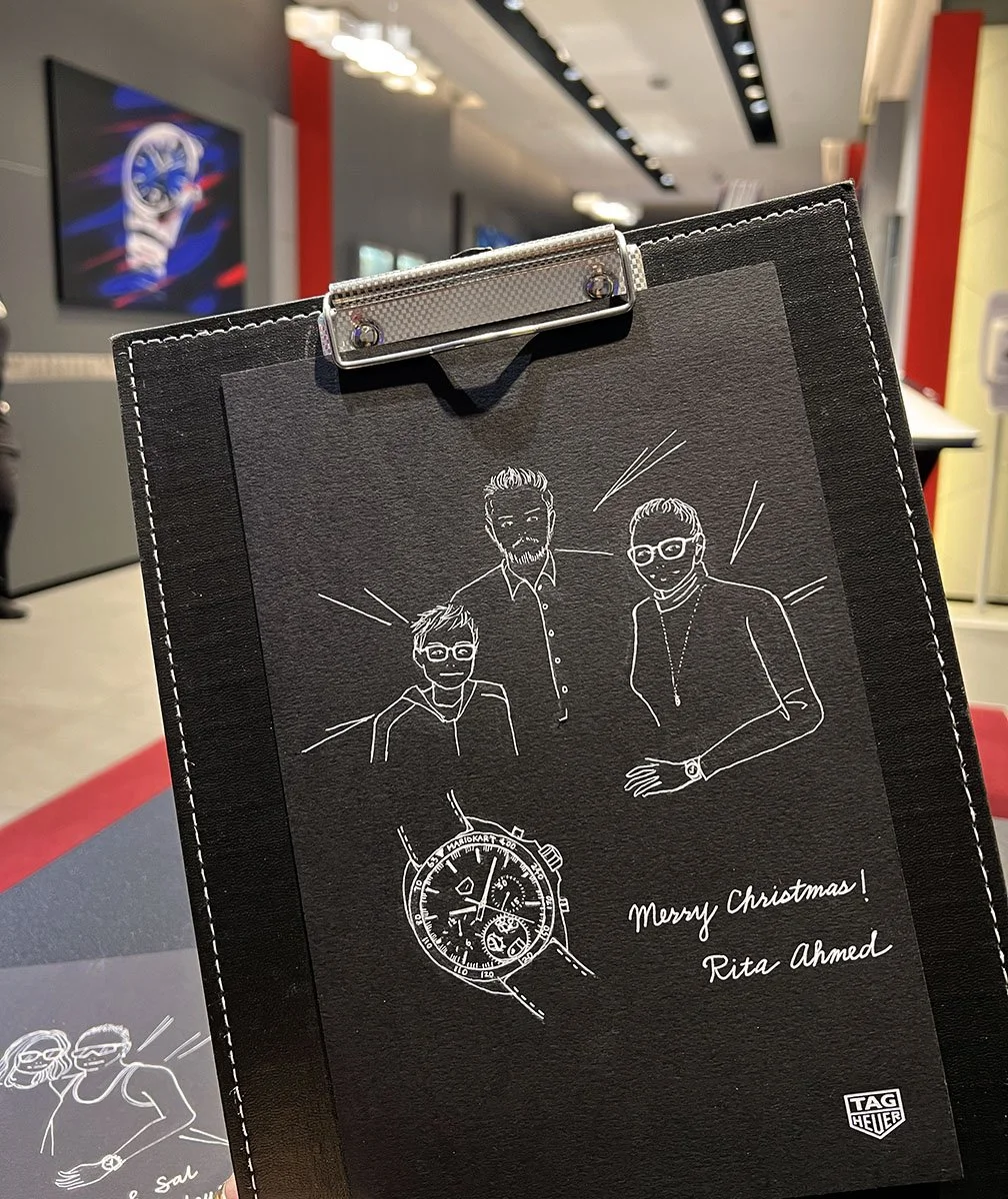 watch black and white line illustration for Tag Heuer