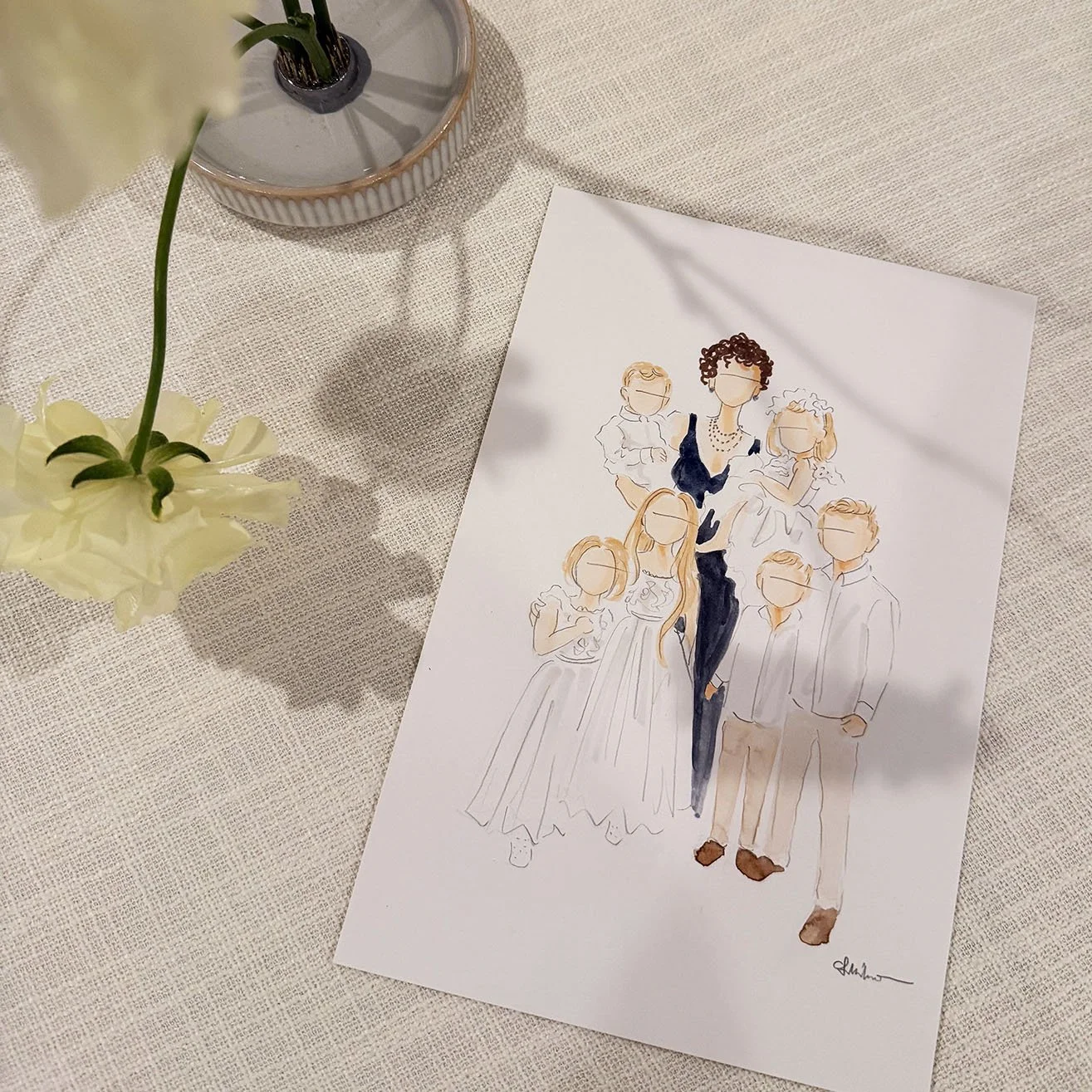 wedding live sketch family portrait
