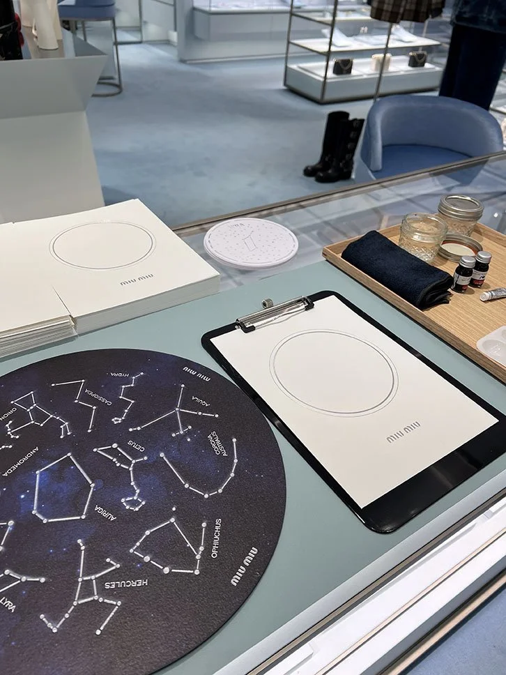 MiuMiu live drawing in-store activation at South Coast Plaza, CA