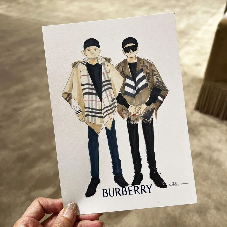 live sketch drawing for burberry